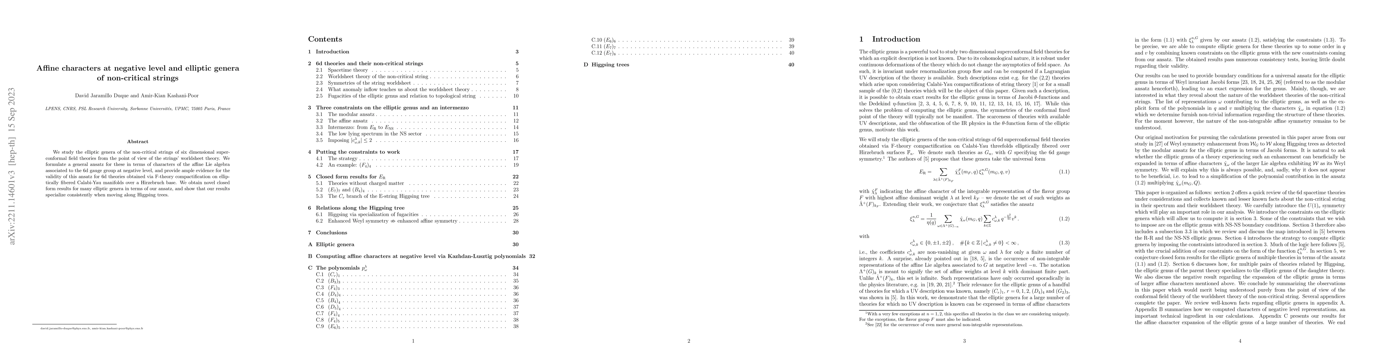 Thumbnail for Affine characters at negative level and elliptic genera of non-critical
  strings