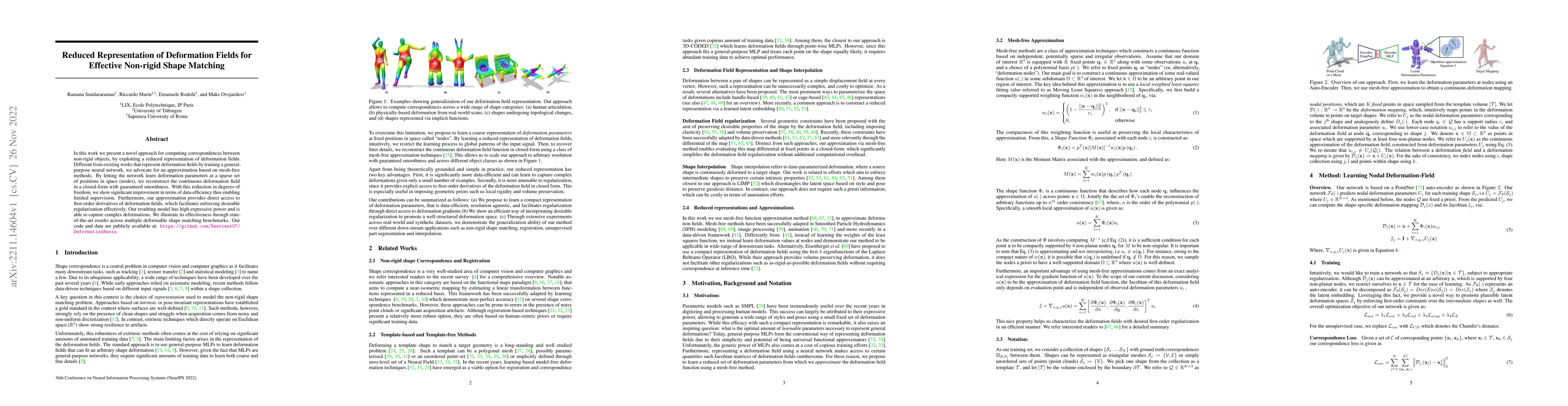 Thumbnail for Reduced Representation of Deformation Fields for Effective Non-rigid
  Shape Matching