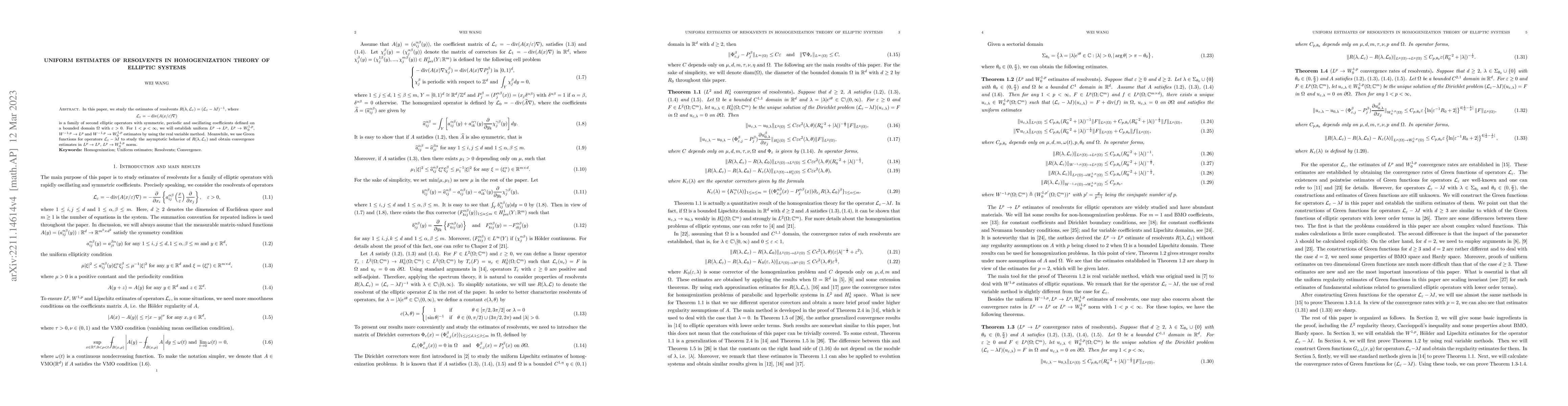 Thumbnail for Uniform Estimates of Resolvents in Homogenization Theory of Elliptic
  Systems