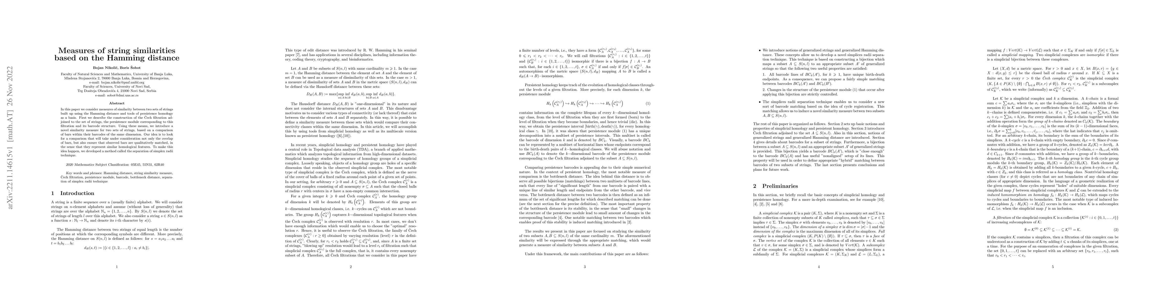 Thumbnail for Measures of string similarities based on the Hamming distance