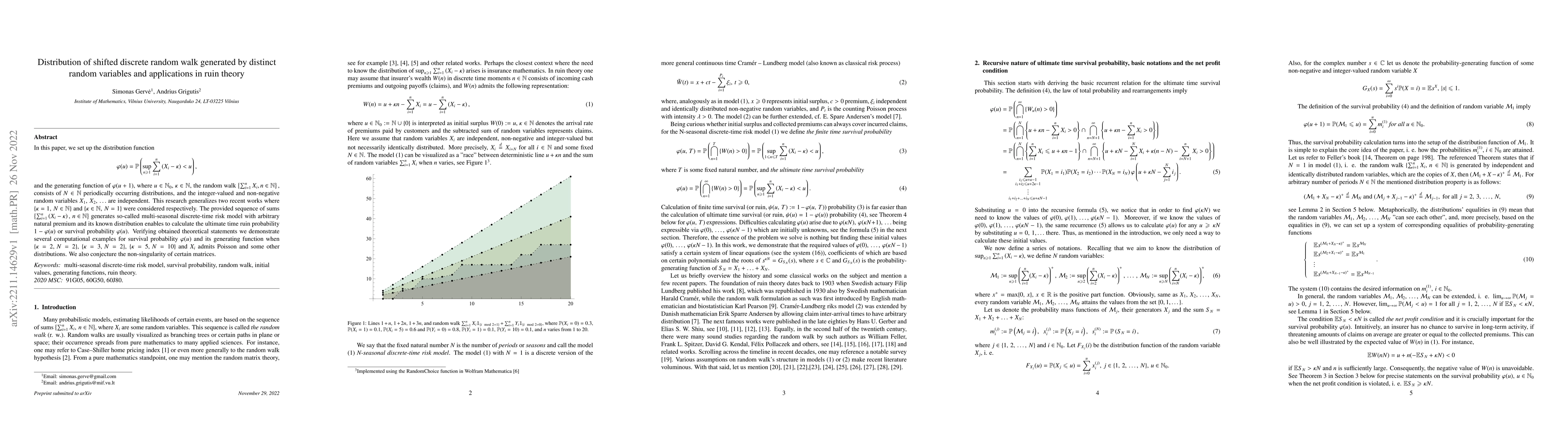 Thumbnail for Distribution of shifted discrete random walk generated by distinct
  random variables and applications in ruin theory