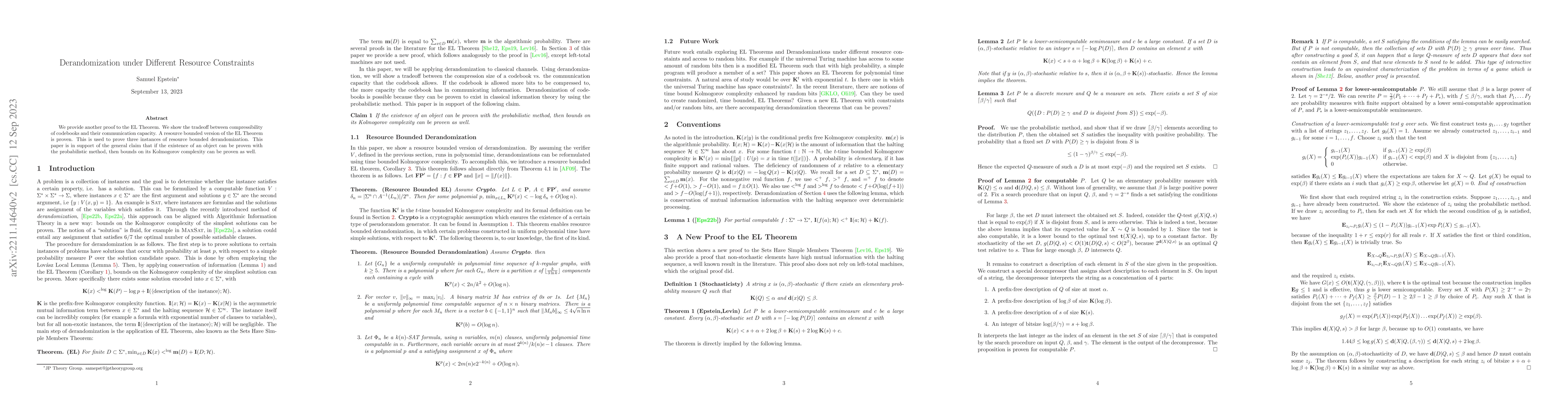 Thumbnail for Derandomization under Different Resource Constraints