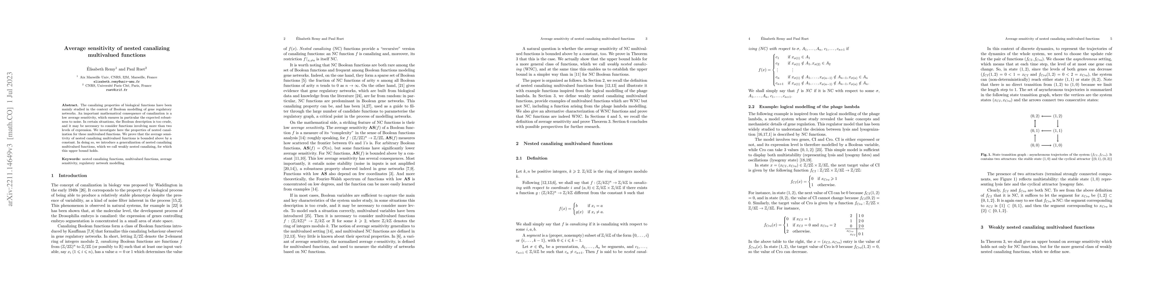 Thumbnail for Average sensitivity of nested canalizing multivalued functions