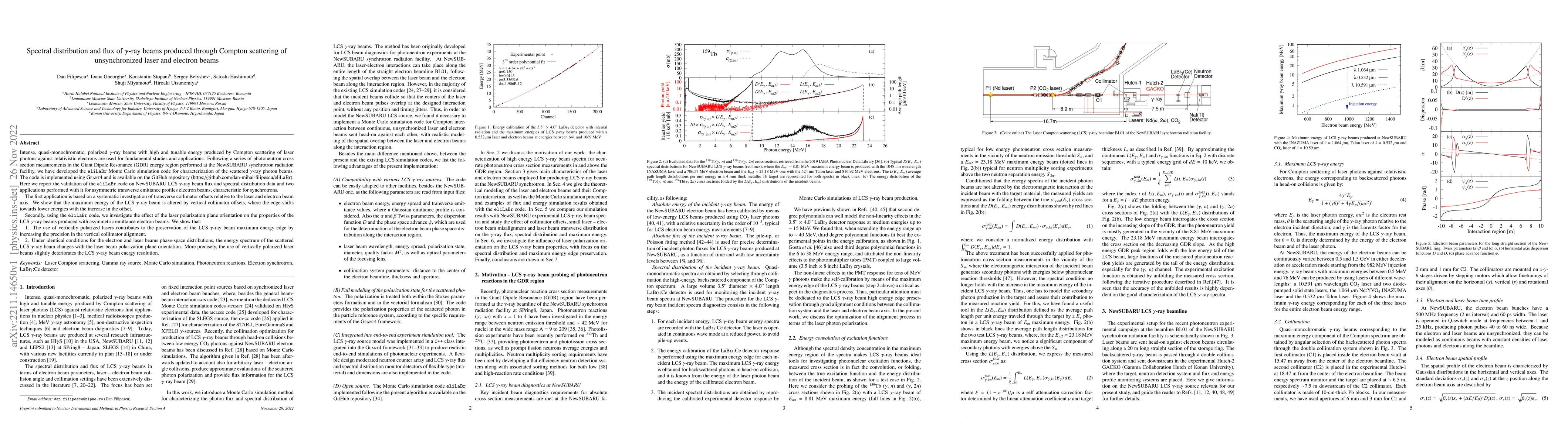 Thumbnail for Spectral distribution and flux of $\gamma$-ray beams produced through
  Compton scattering of unsynchronized laser and electron beams