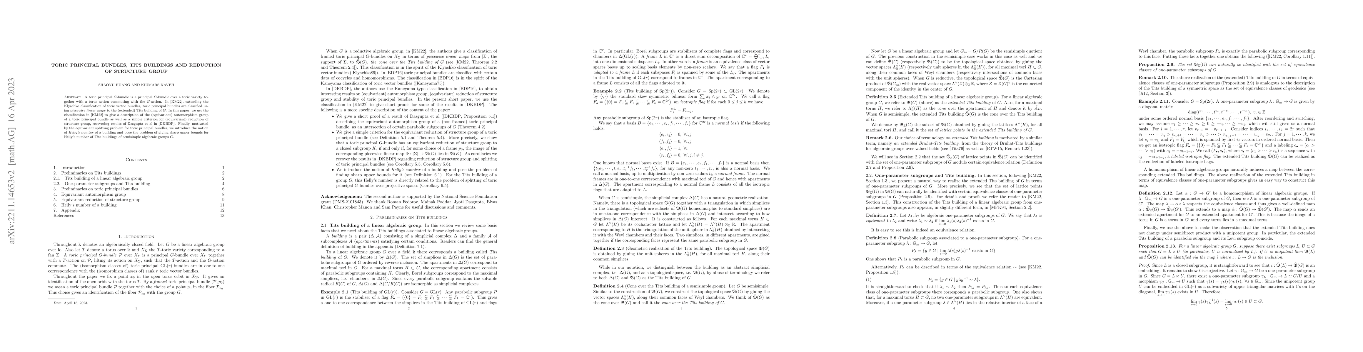 Thumbnail for Toric principal bundles, Tits buildings and reduction of structure group