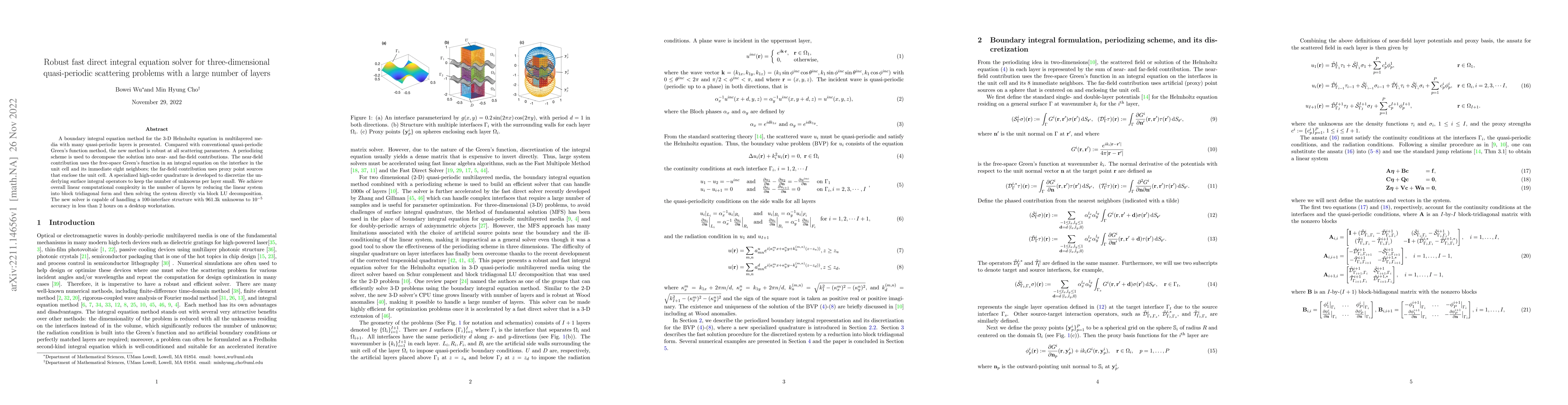 Thumbnail for Robust fast direct integral equation solver for three-dimensional
  quasi-periodic scattering problems with a large number of layers
