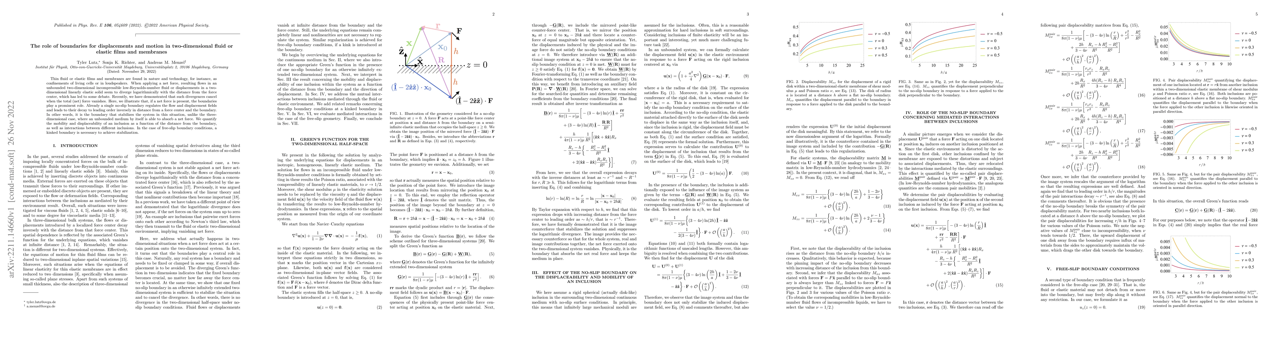 Thumbnail for The role of boundaries for displacements and motion in two-dimensional
  fluid or elastic films and membranes