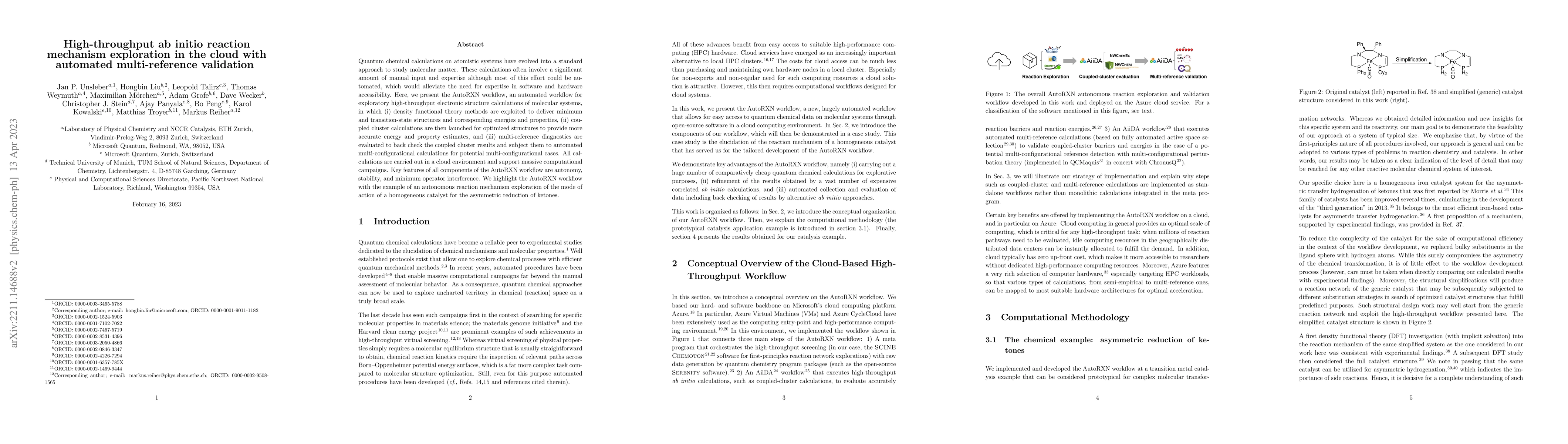 Thumbnail for High-throughput ab initio reaction mechanism exploration in the cloud
  with automated multi-reference validation