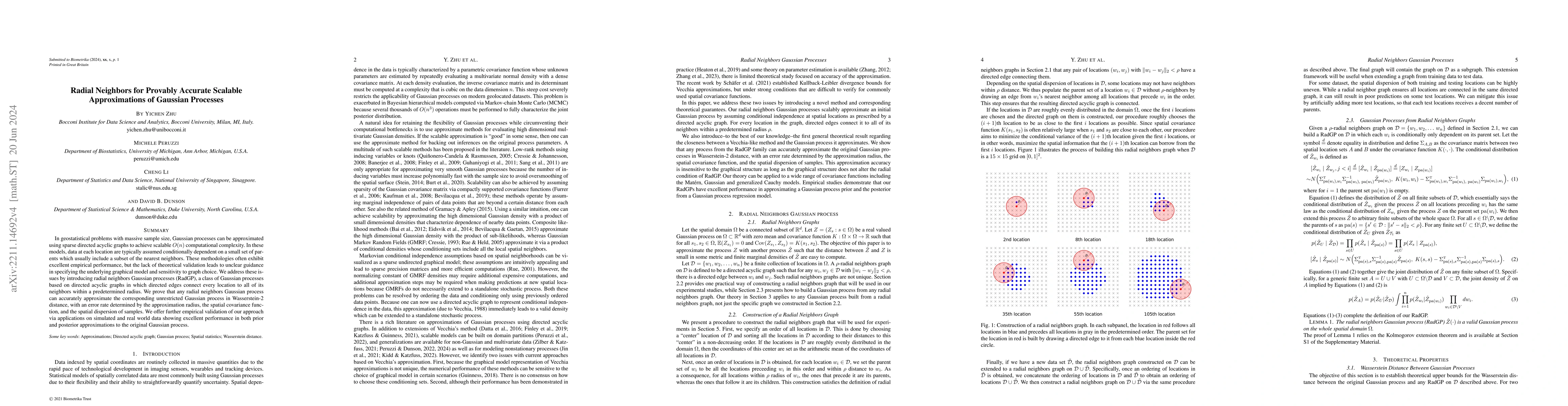 Thumbnail for Radial Neighbors for Provably Accurate Scalable Approximations of
  Gaussian Processes