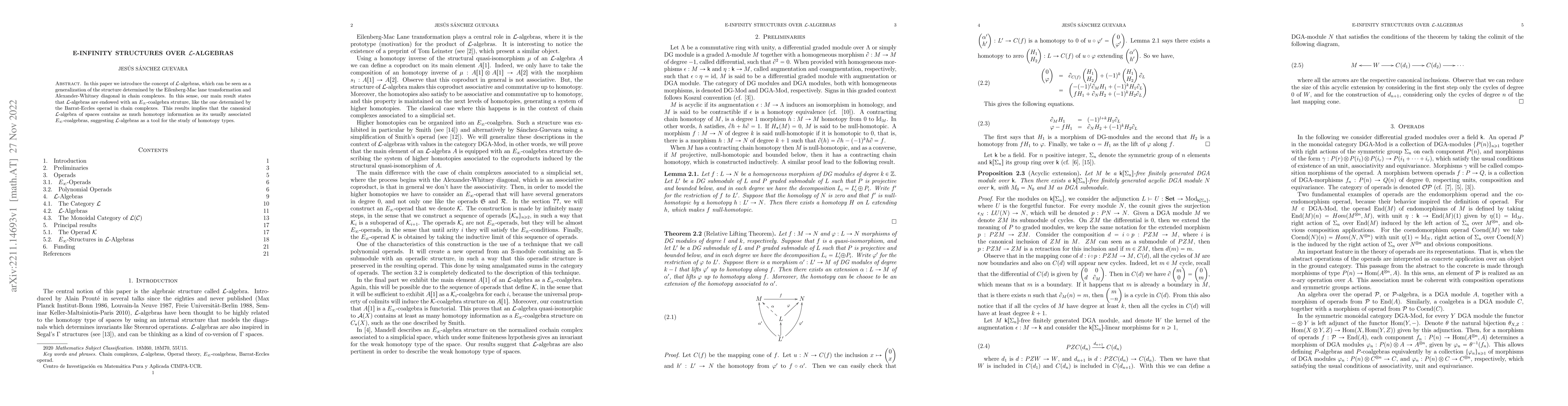 Thumbnail for E-infinity structures over L-algebras