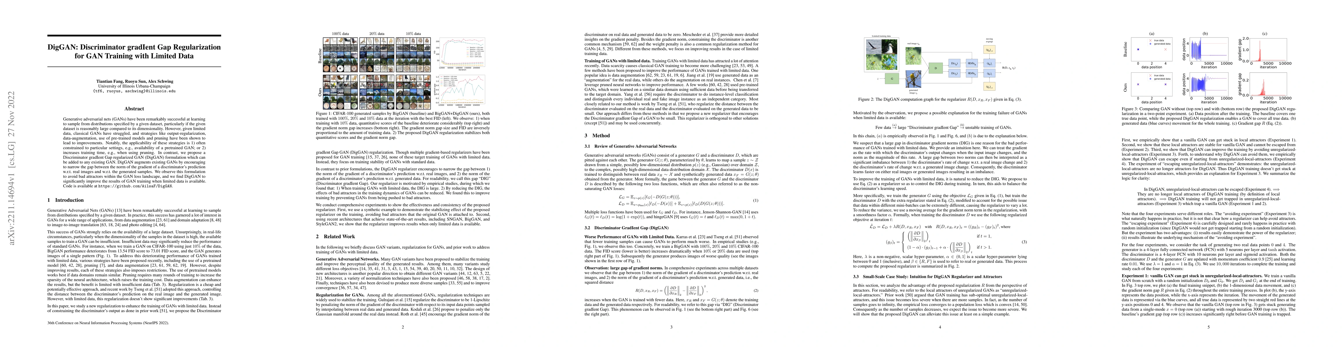 Thumbnail for DigGAN: Discriminator gradIent Gap Regularization for GAN Training with
  Limited Data