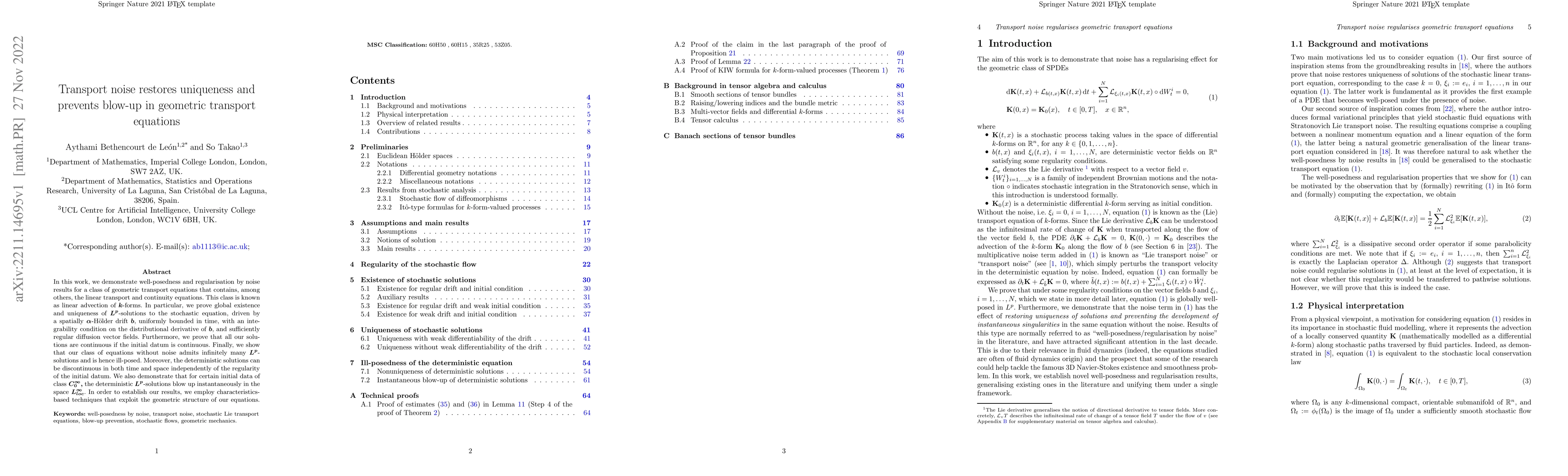 Thumbnail for Transport noise restores uniqueness and prevents blow-up in geometric
  transport equations