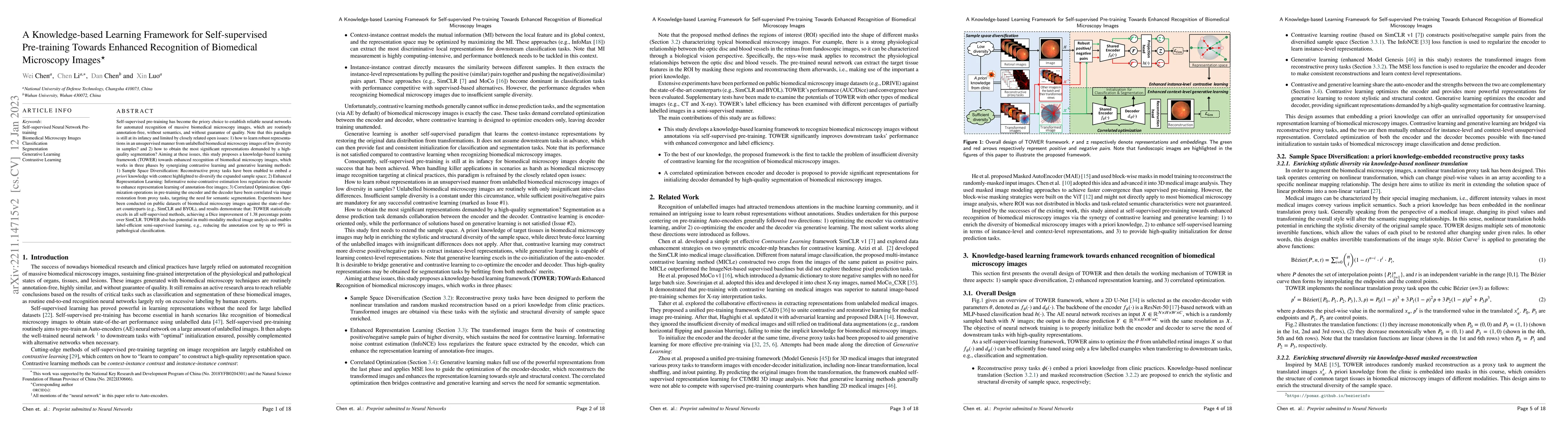 Thumbnail for A Knowledge-based Learning Framework for Self-supervised Pre-training
  Towards Enhanced Recognition of Biomedical Microscopy Images
