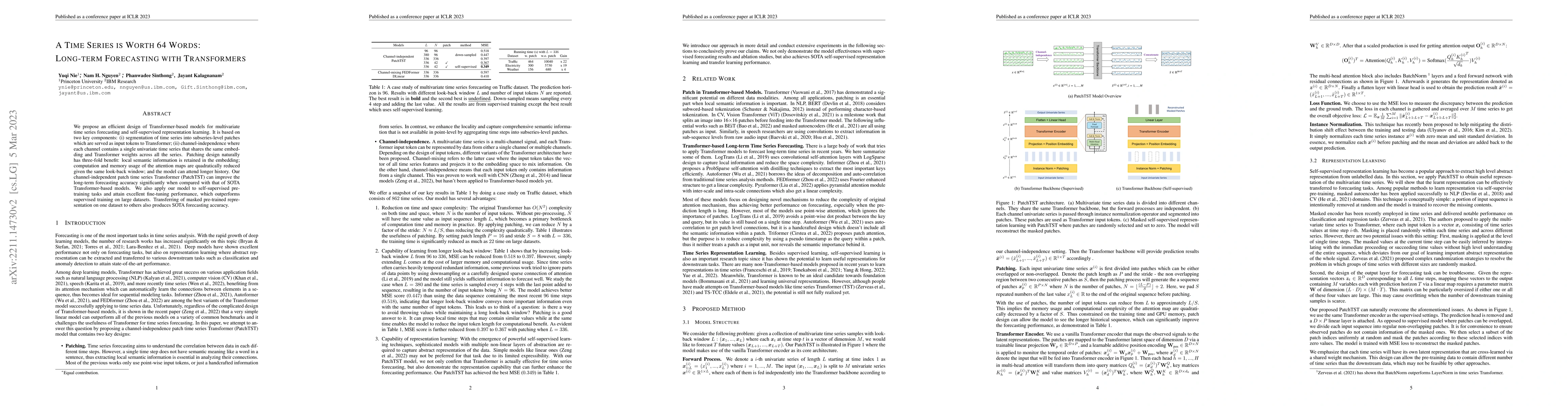 Thumbnail for A Time Series is Worth 64 Words: Long-term Forecasting with Transformers
