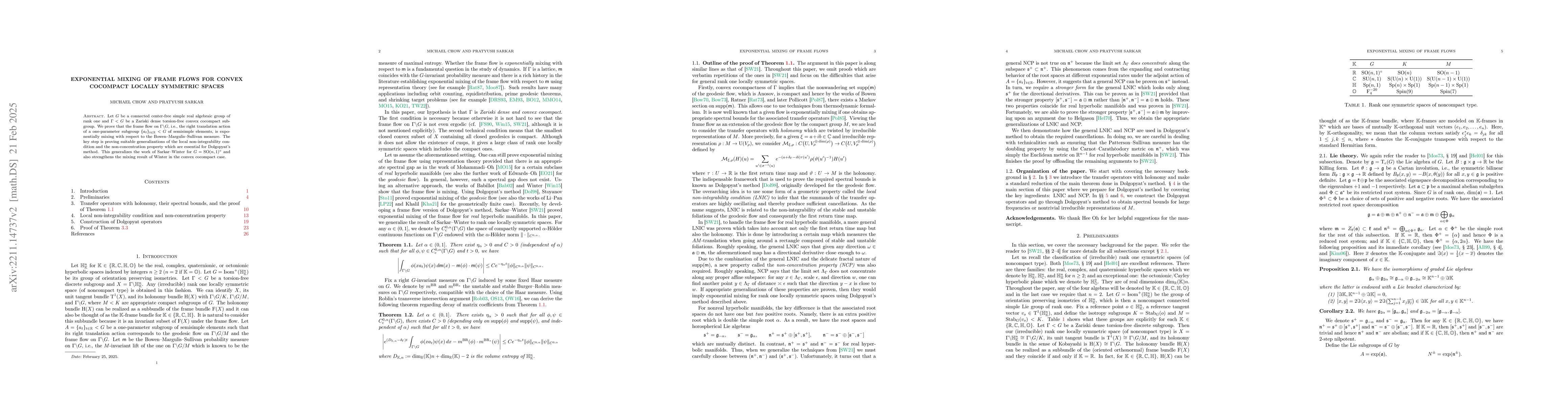 Thumbnail for Exponential mixing of frame flows for convex cocompact locally symmetric
  spaces