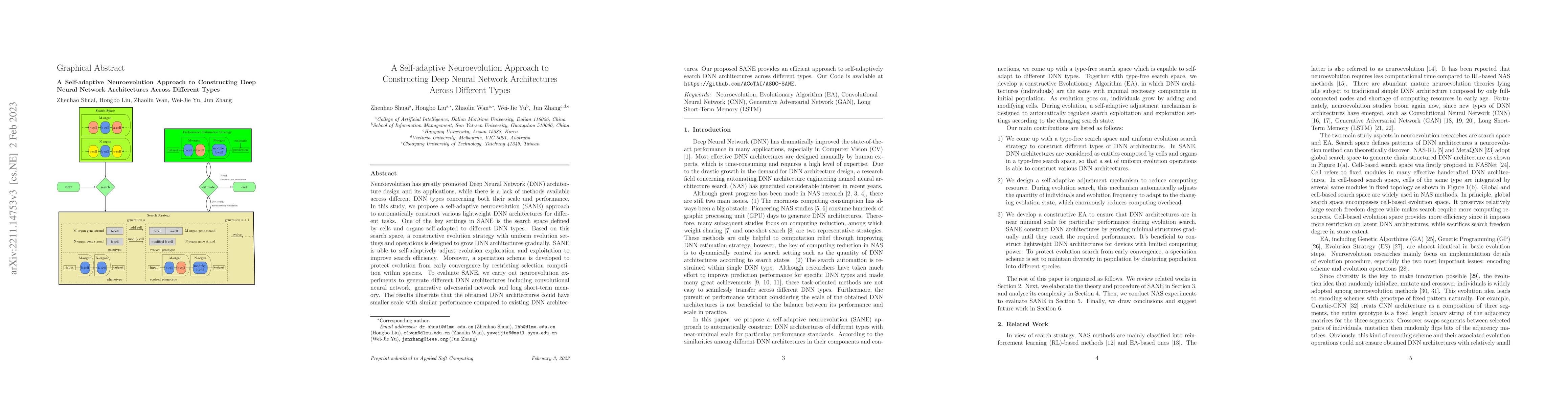 Thumbnail for A Self-adaptive Neuroevolution Approach to Constructing Deep Neural
  Network Architectures Across Different Types