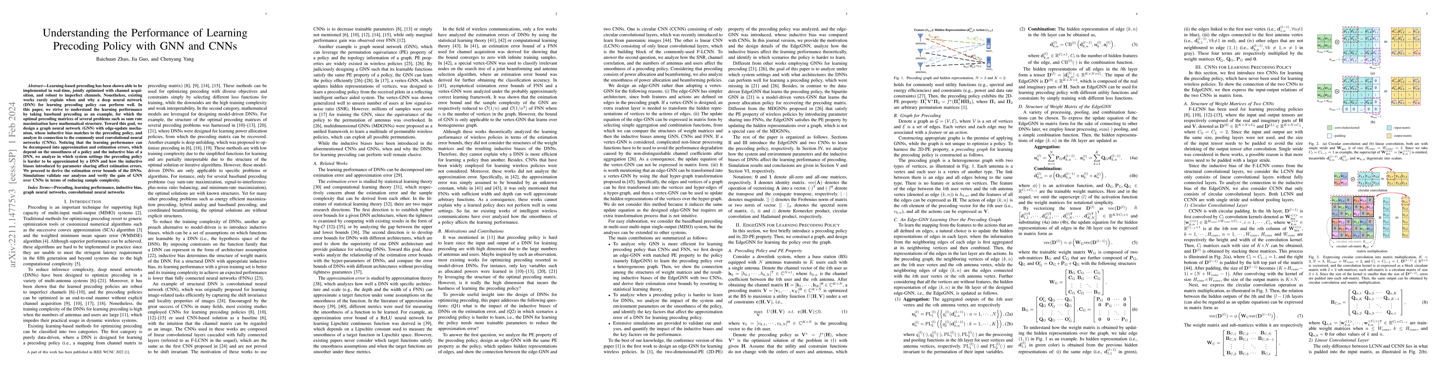 Thumbnail for Understanding the Performance of Learning Precoding Policy with GNN and
  CNNs