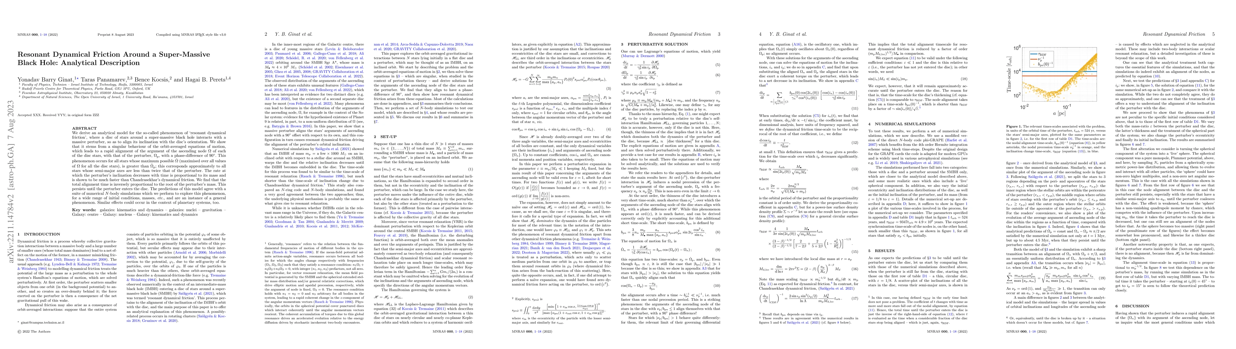 Thumbnail for Resonant Dynamical Friction Around a Super-Massive Black Hole:
  Analytical Description