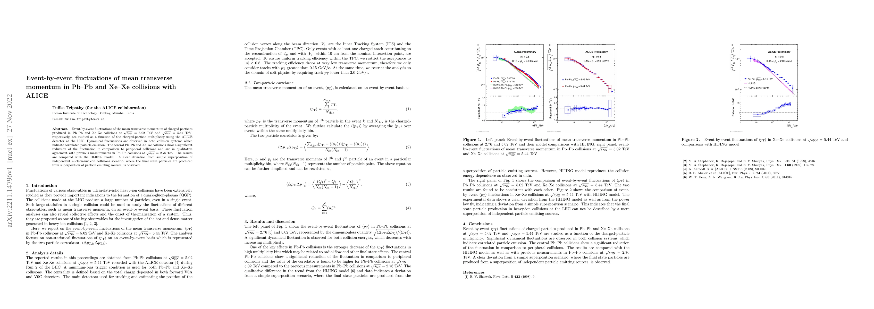 Thumbnail for Event-by-event fluctuations of mean transverse momentum in Pb-Pb and
  Xe-Xe collisions with ALICE