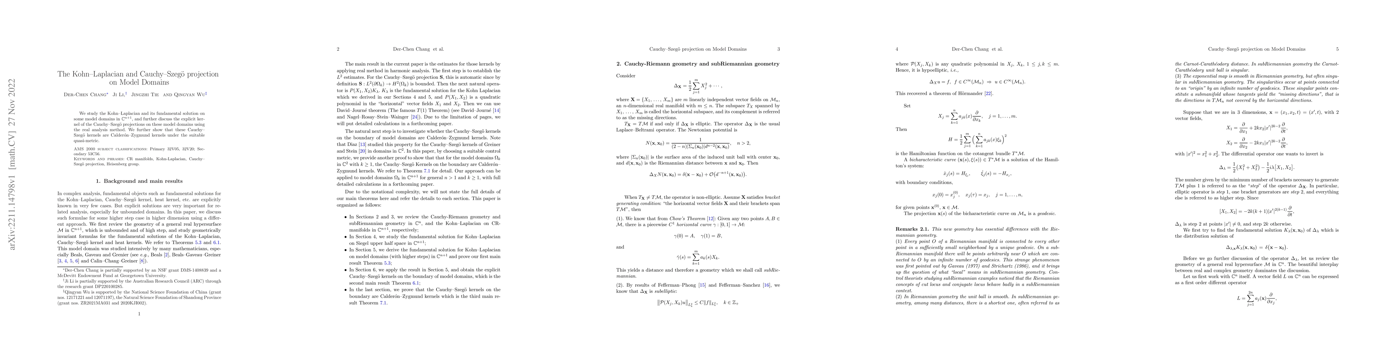 Thumbnail for The Kohn-Laplacian and Cauchy-Szeg\"{o} projection on Model Domains