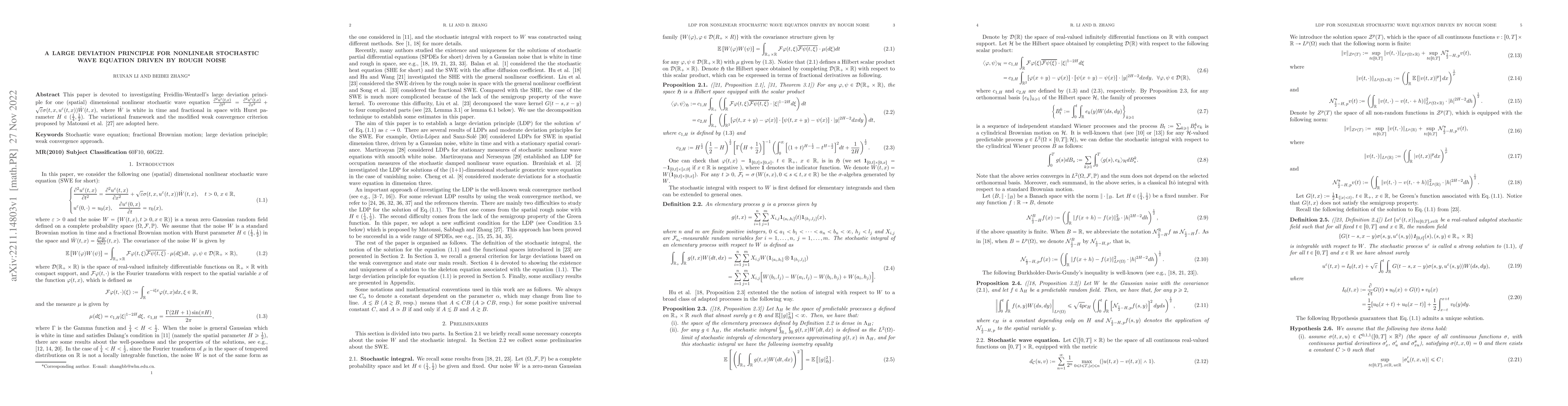Thumbnail for A large deviation principle for nonlinear stochastic wave equation
  driven by rough noise