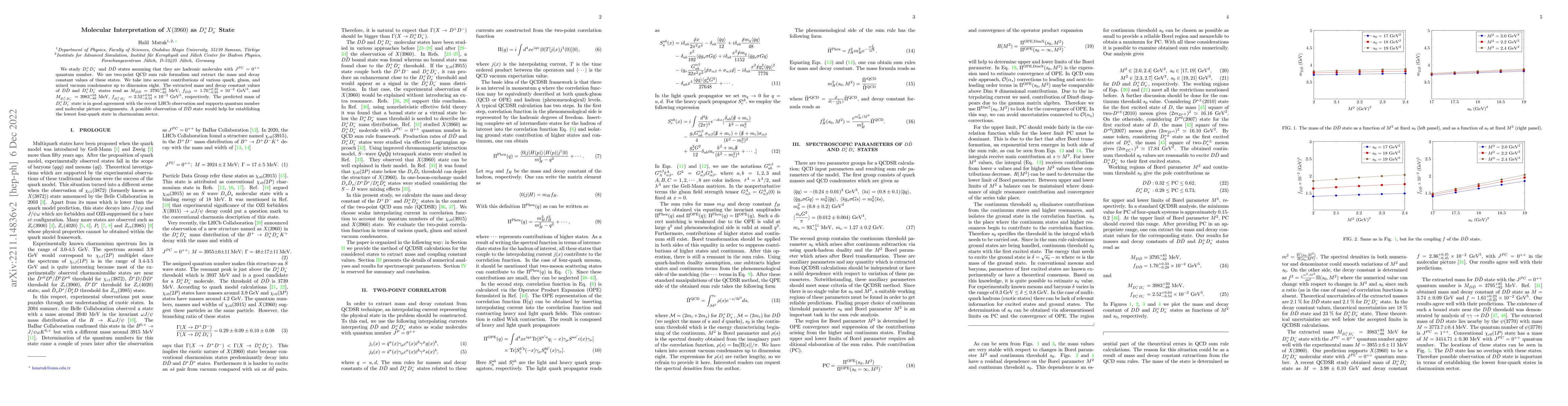 Thumbnail for Molecular Interpretation of $X(3960)$ as $D_s^+ D_s^-$ State