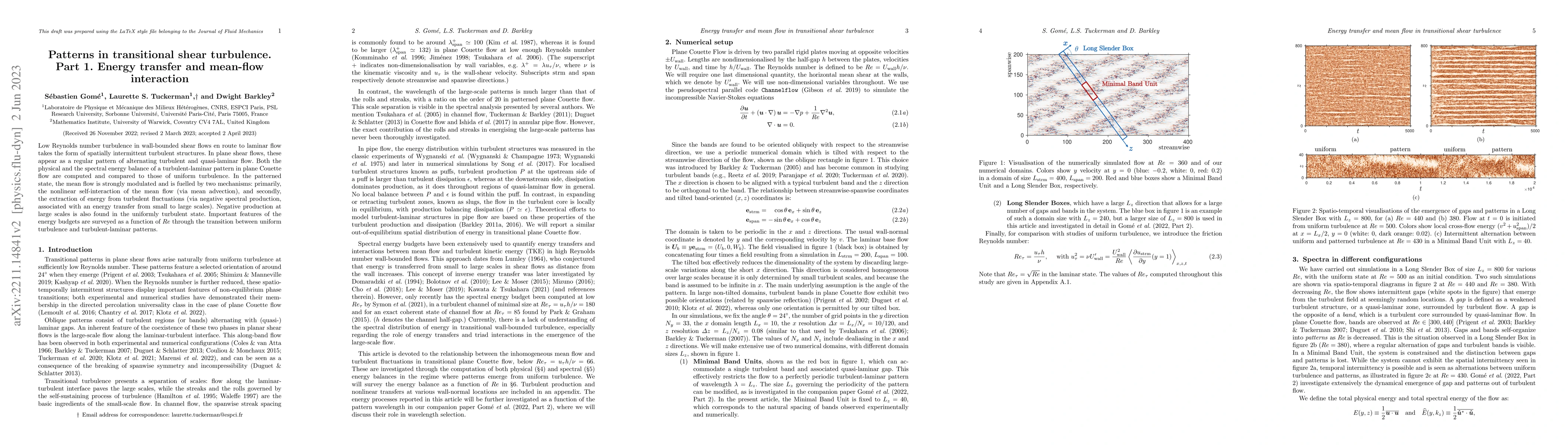 Thumbnail for Patterns in transitional shear turbulence. Part 1. Energy transfer and
  mean-flow interaction