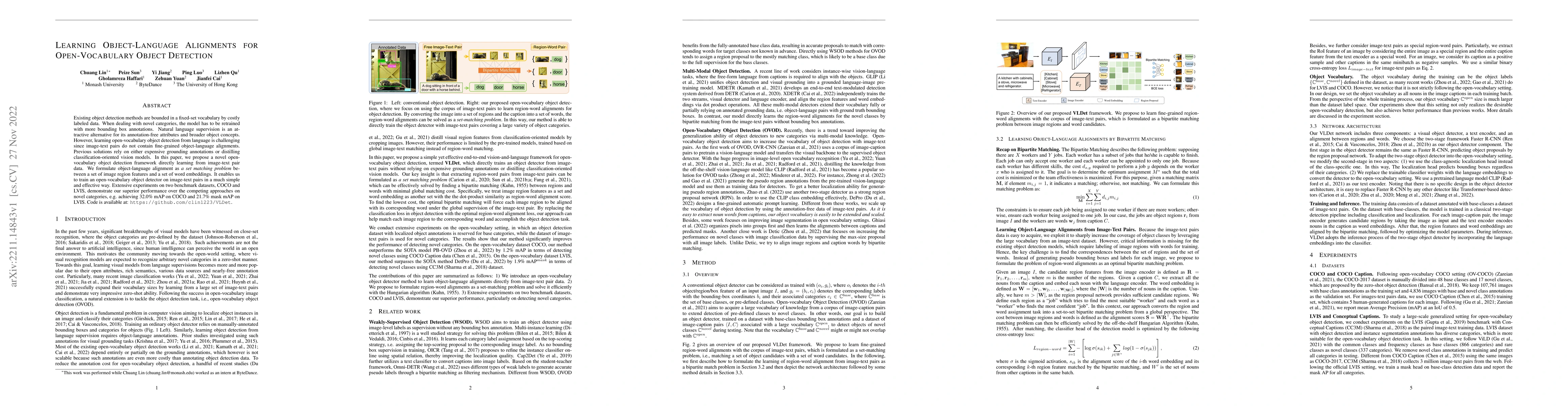 Thumbnail for Learning Object-Language Alignments for Open-Vocabulary Object Detection