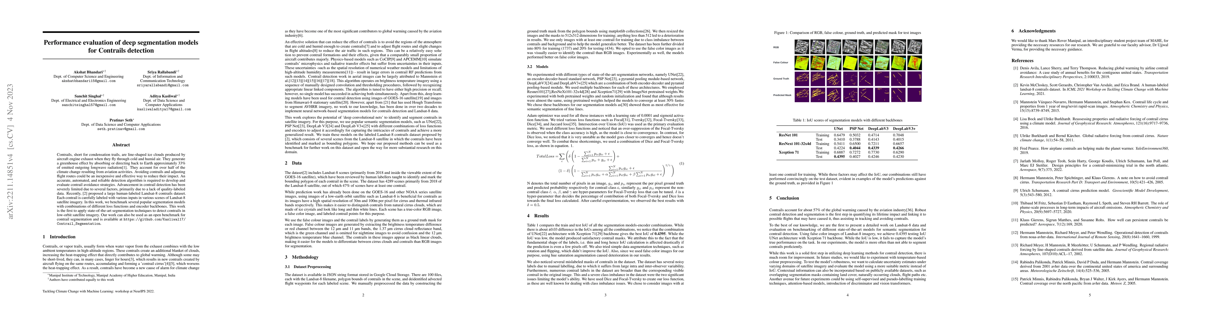 Thumbnail for Performance evaluation of deep segmentation models for Contrails
  detection