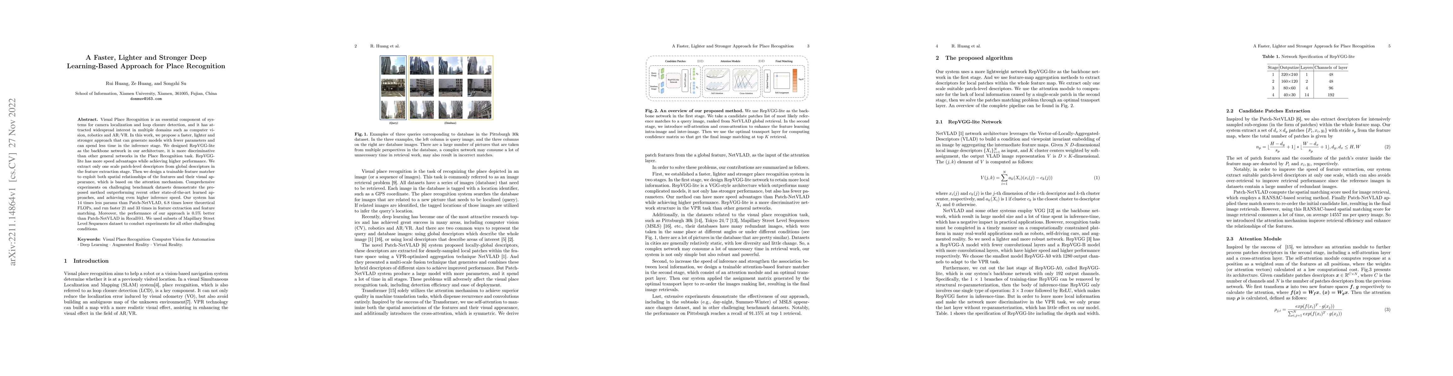 Thumbnail for A Faster, Lighter and Stronger Deep Learning-Based Approach for Place
  Recognition