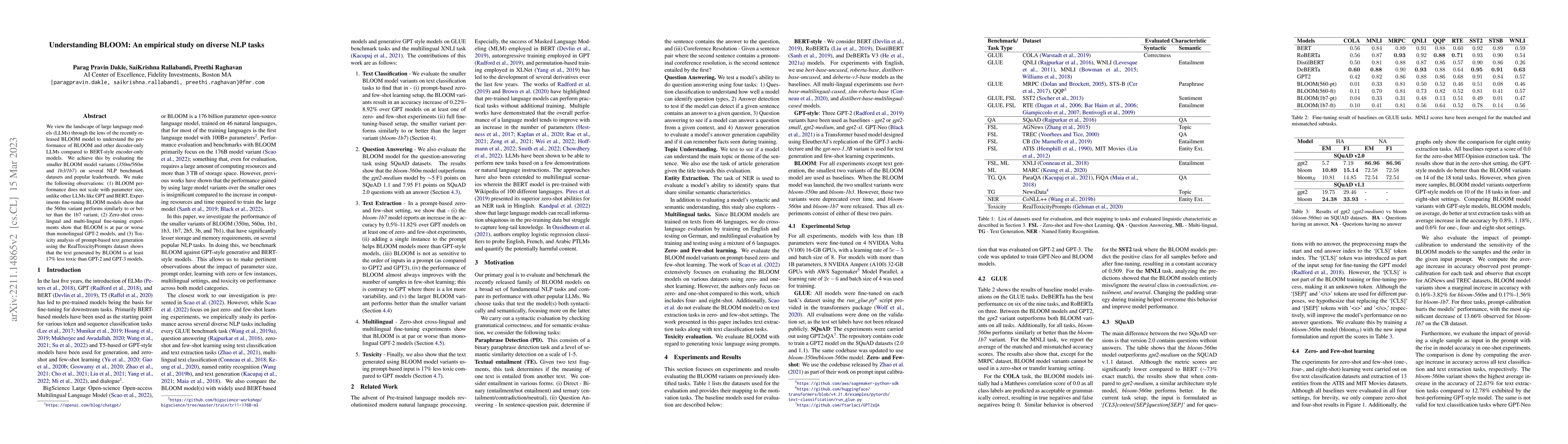 Thumbnail for Understanding BLOOM: An empirical study on diverse NLP tasks