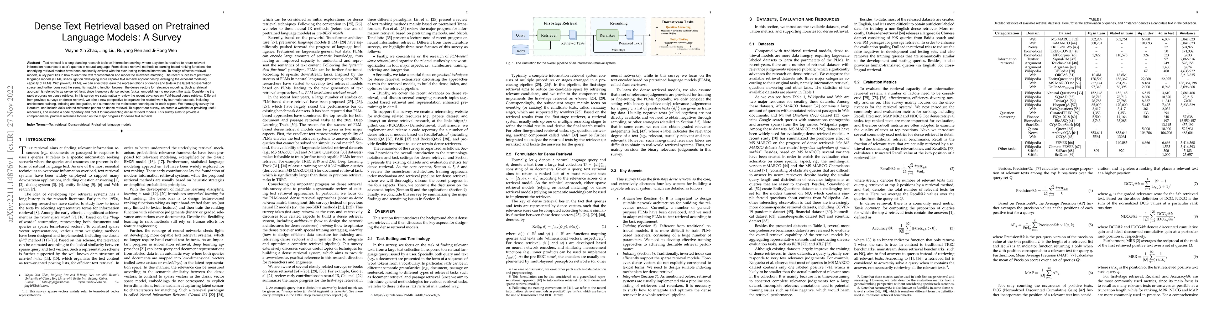 Thumbnail for Dense Text Retrieval based on Pretrained Language Models: A Survey