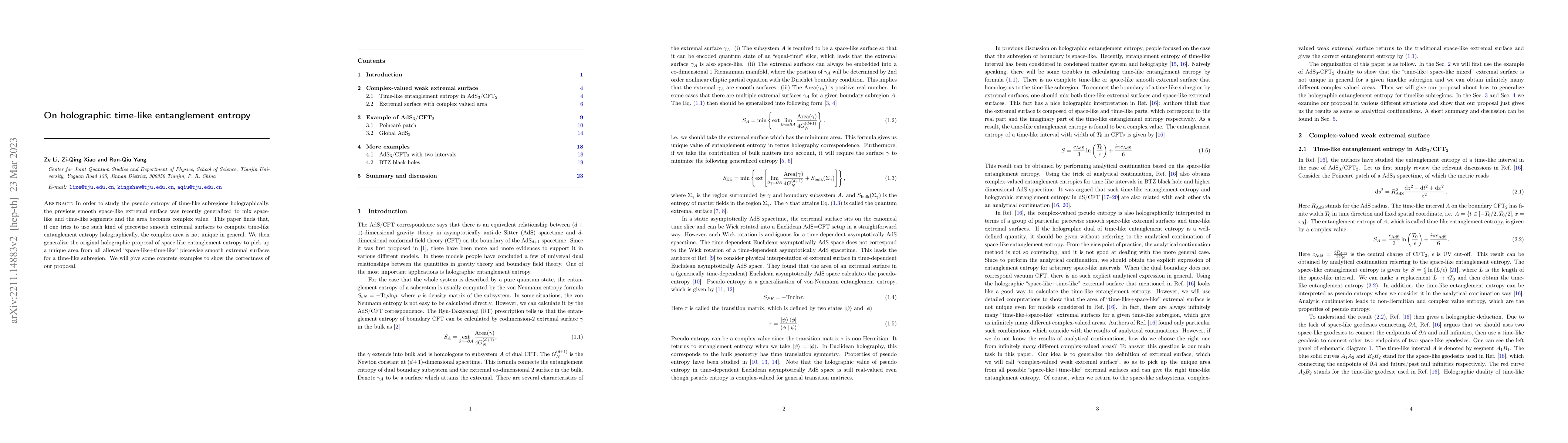 Thumbnail for On holographic time-like entanglement entropy