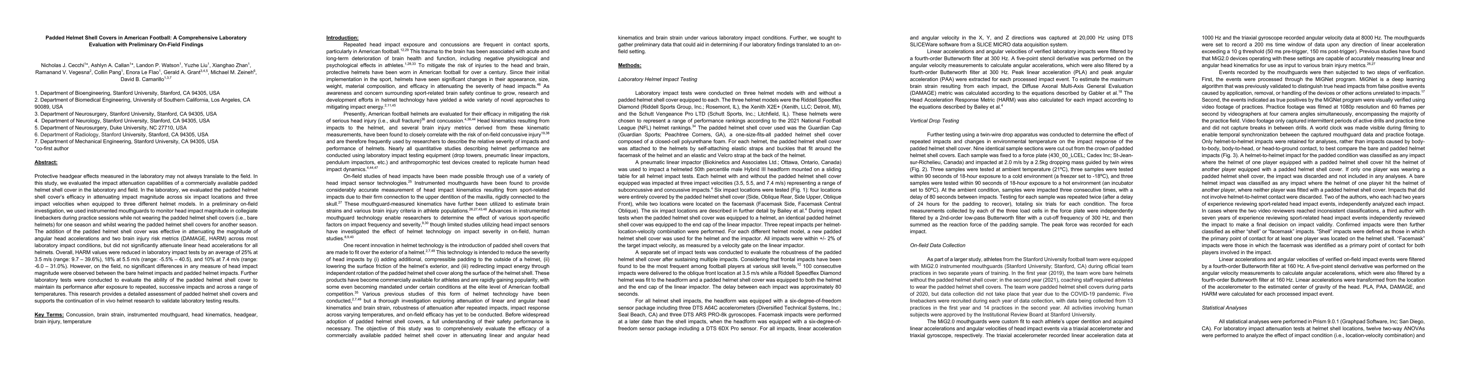 Thumbnail for Padded Helmet Shell Covers in American Football: A Comprehensive
  Laboratory Evaluation with Preliminary On-Field Findings