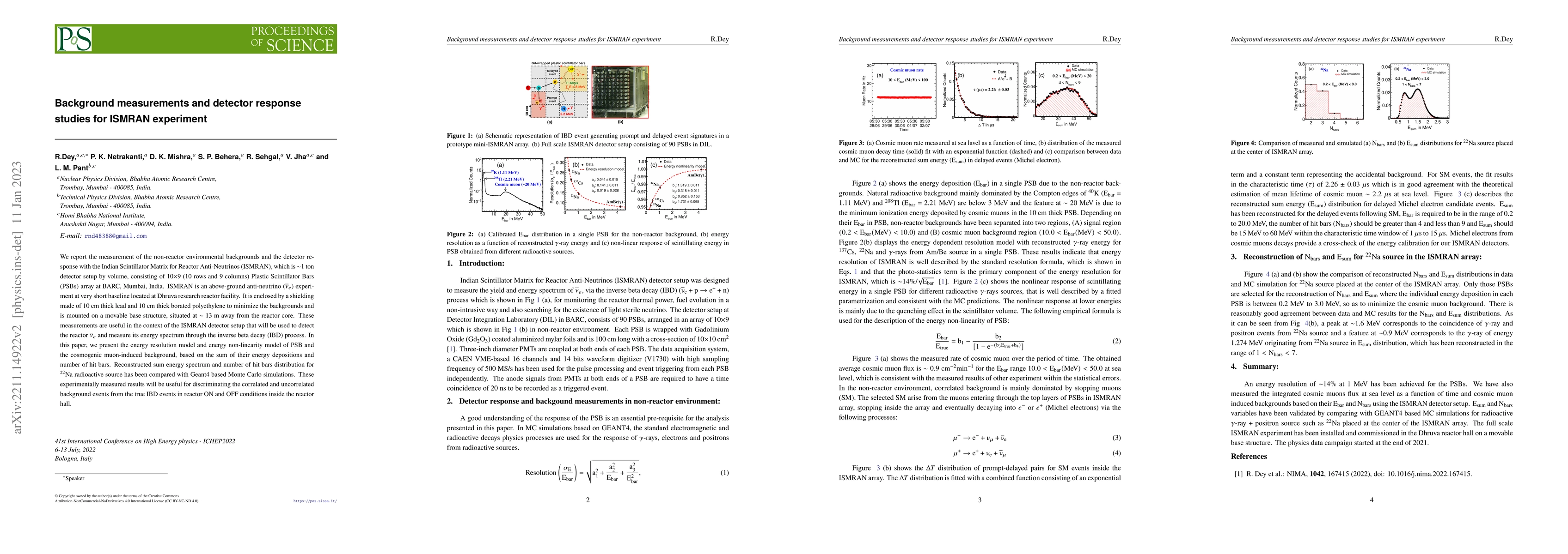 Thumbnail for Background measurements and detector response studies for ISMRAN
  experiment