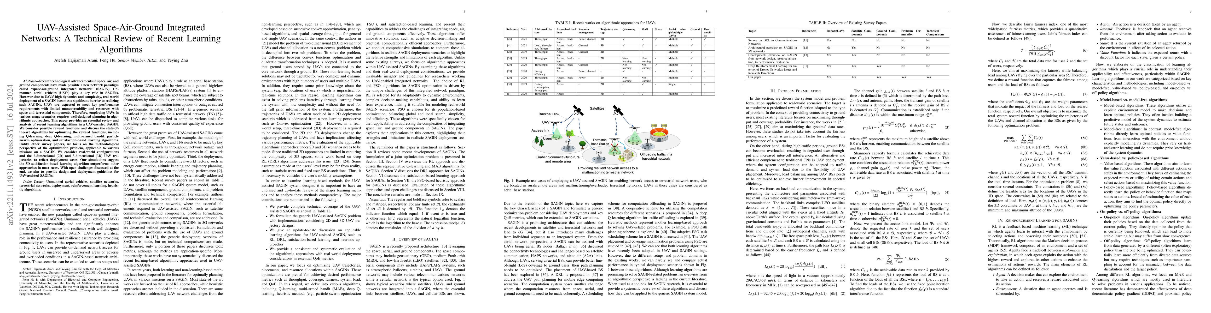 Thumbnail for UAV-Assisted Space-Air-Ground Integrated Networks: A Technical Review of
  Recent Learning Algorithms