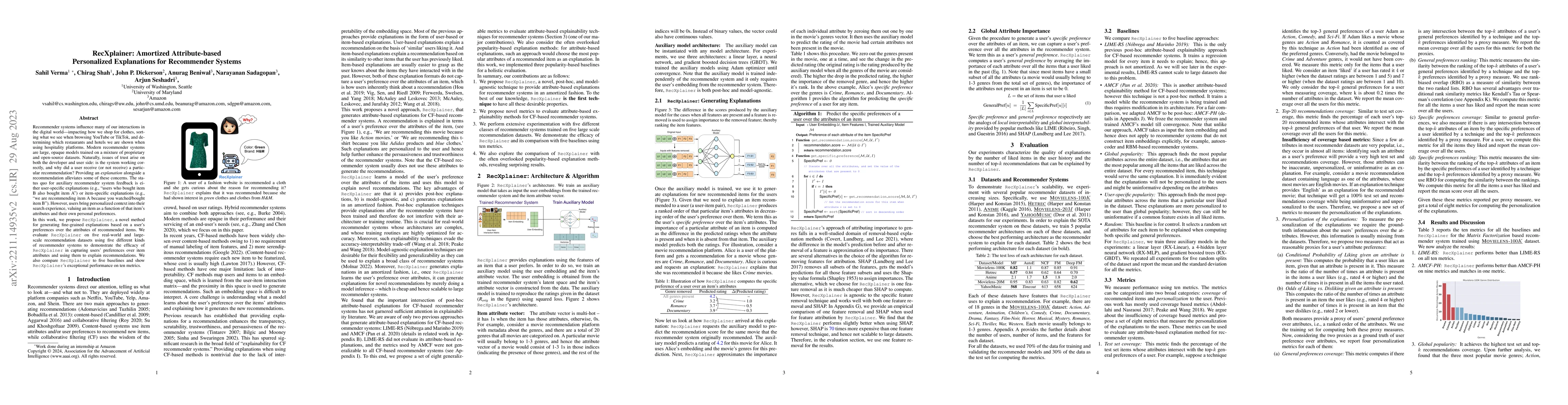 Thumbnail for RecXplainer: Amortized Attribute-based Personalized Explanations for
  Recommender Systems