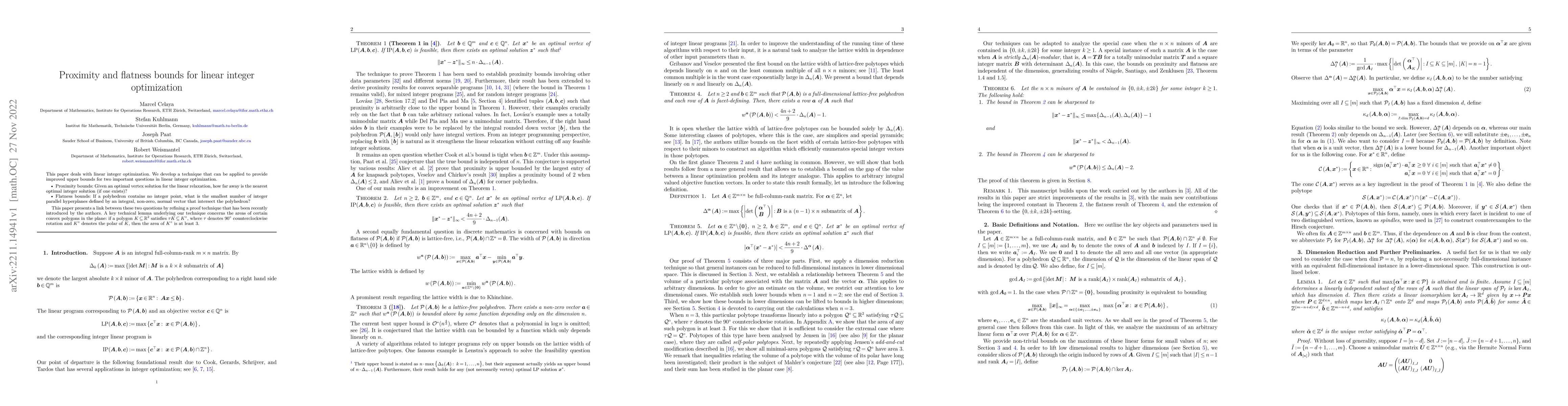 Thumbnail for Proximity and flatness bounds for linear integer optimization