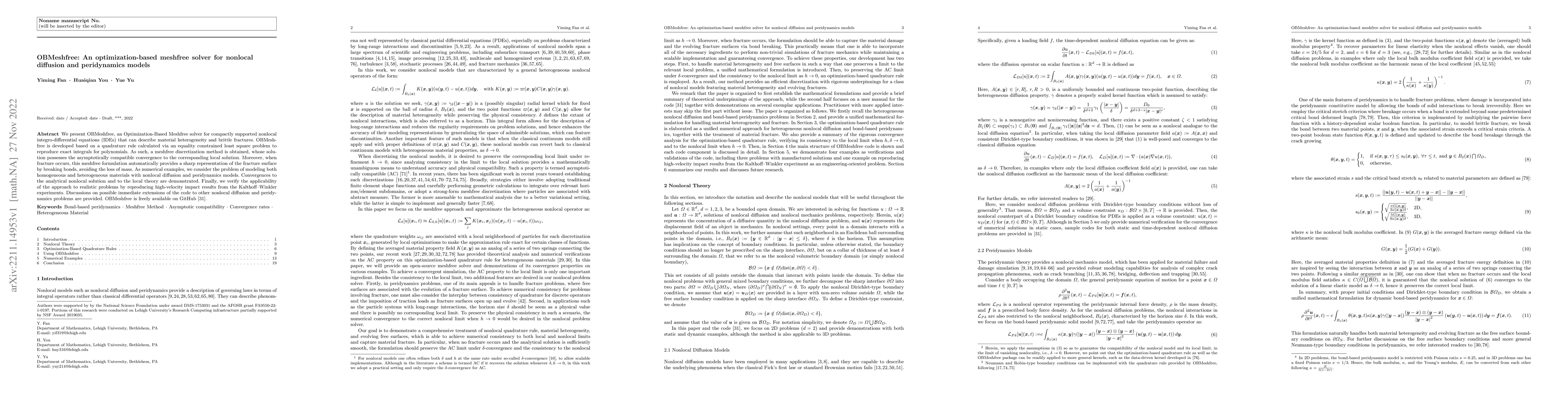 Thumbnail for OBMeshfree: An optimization-based meshfree solver for nonlocal diffusion
  and peridynamics models