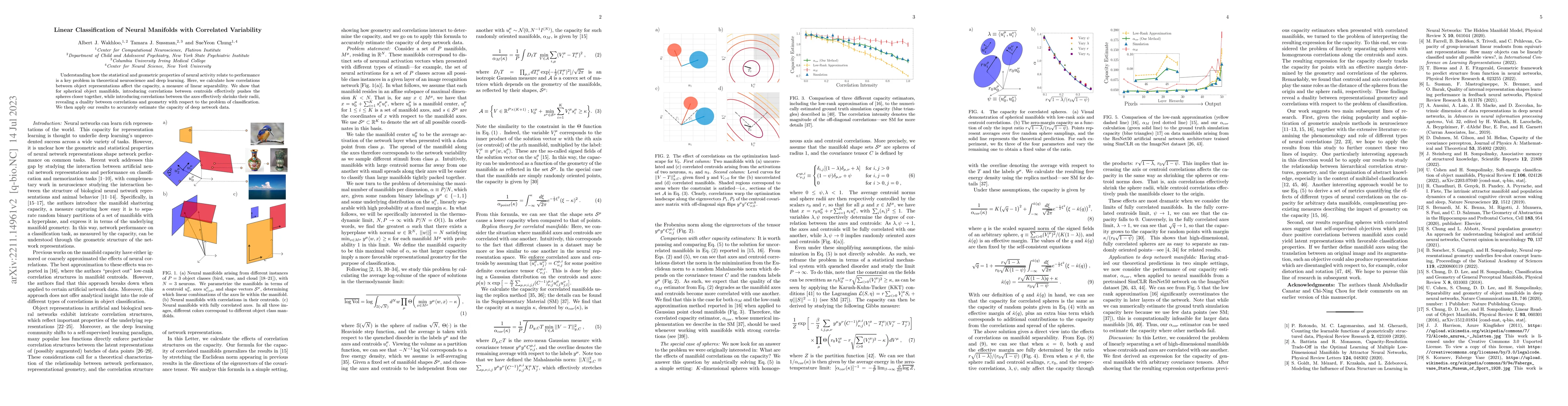 Thumbnail for Linear Classification of Neural Manifolds with Correlated Variability