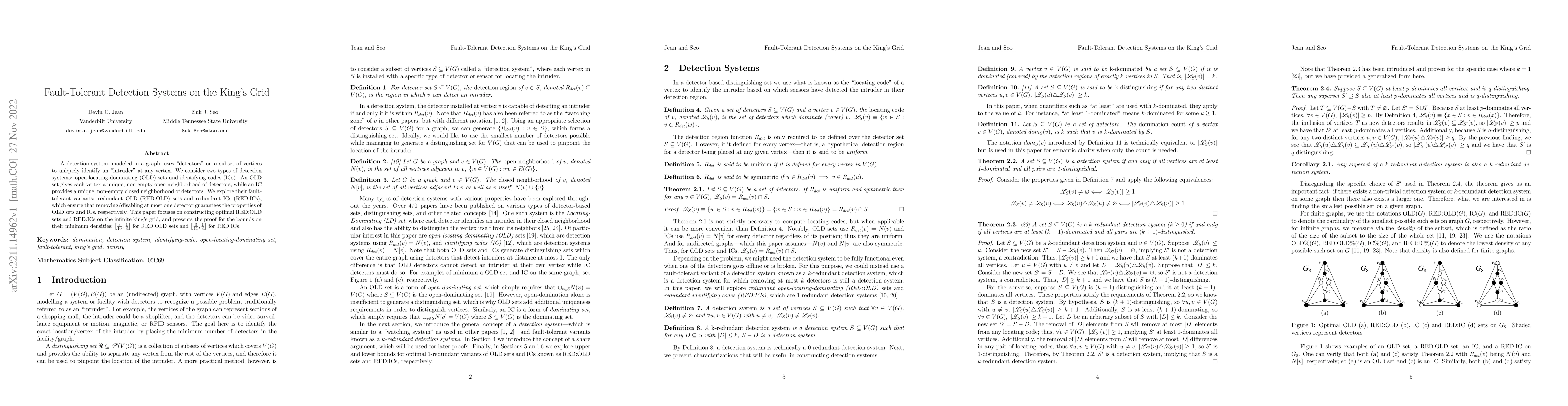 Thumbnail for Fault-Tolerant Detection Systems on the King's Grid