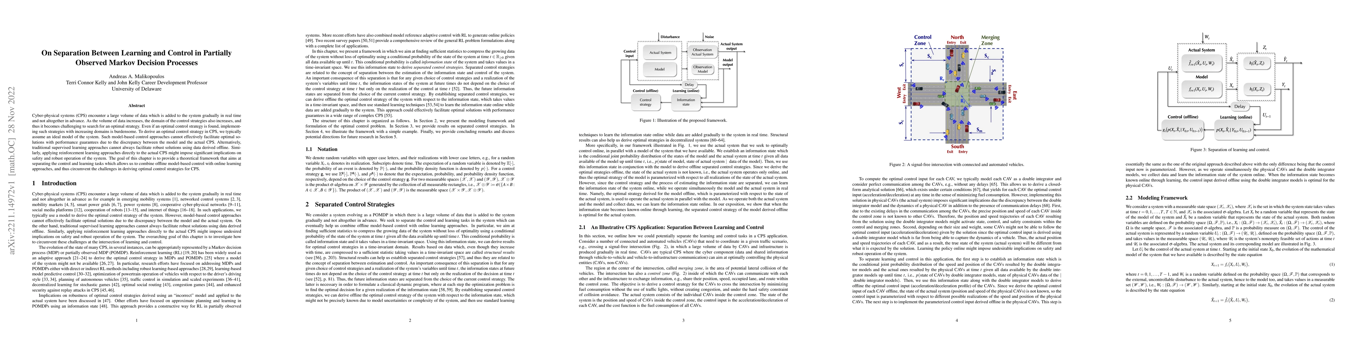 Thumbnail for On Separation Between Learning and Control in Partially Observed Markov
  Decision Processes