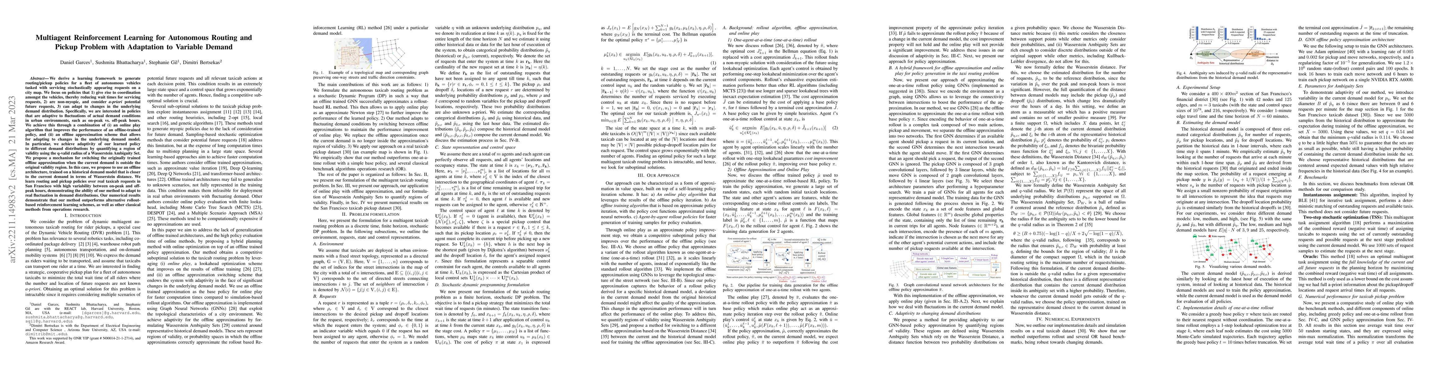 Thumbnail for Multiagent Reinforcement Learning for Autonomous Routing and Pickup
  Problem with Adaptation to Variable Demand