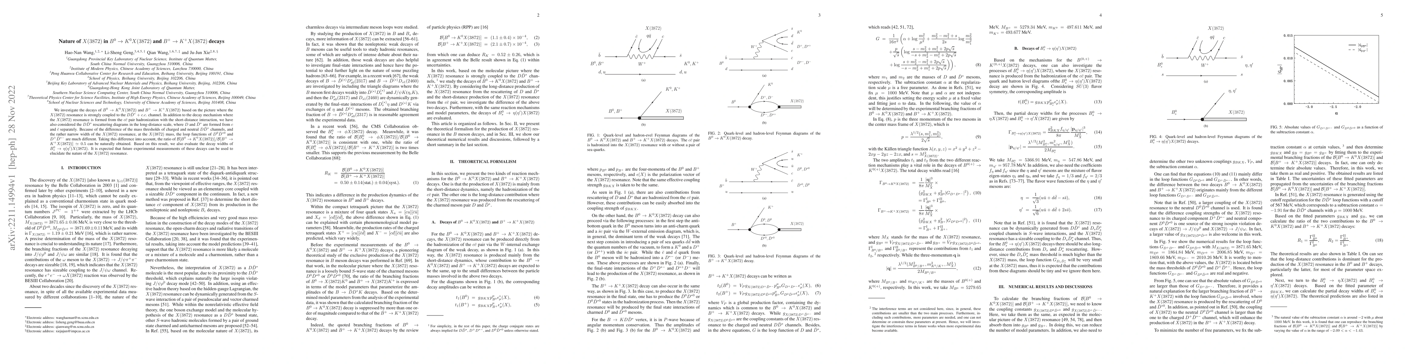 Thumbnail for Nature of $X(3872)$ in $B^0 \to K^0 X(3872)$ and $B^+ \to K^+ X(3872)$
  decays