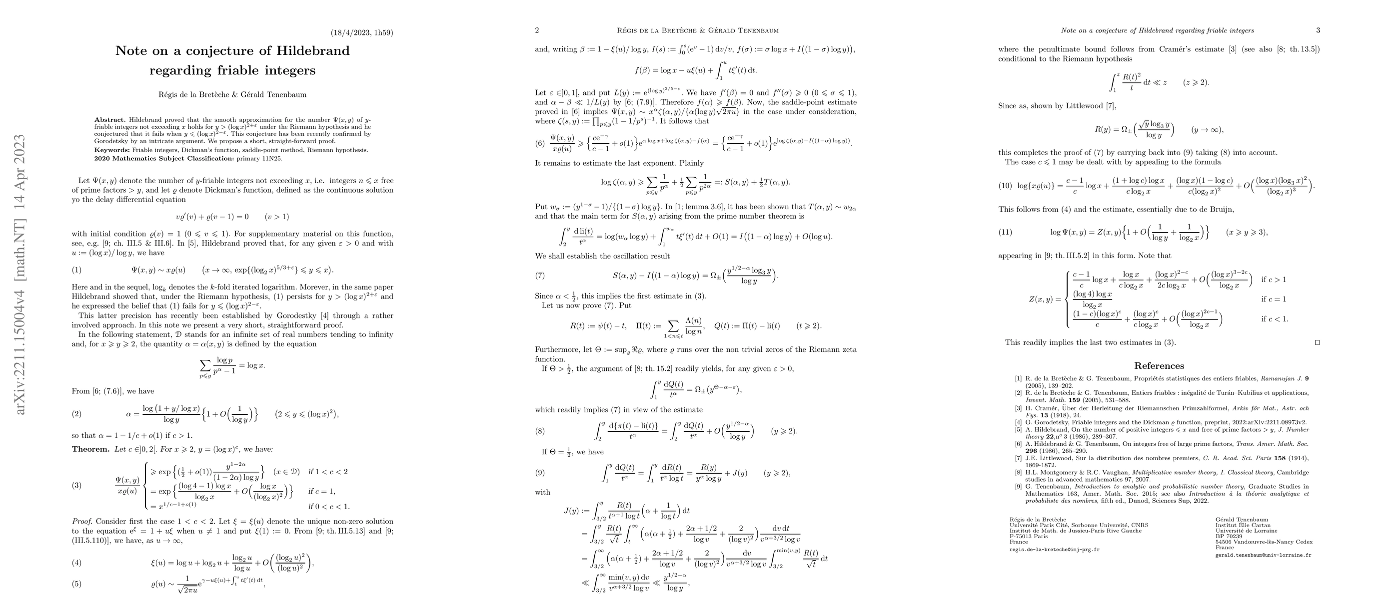 Thumbnail for Note on a conjecture of Hildebrand regarding friable integers