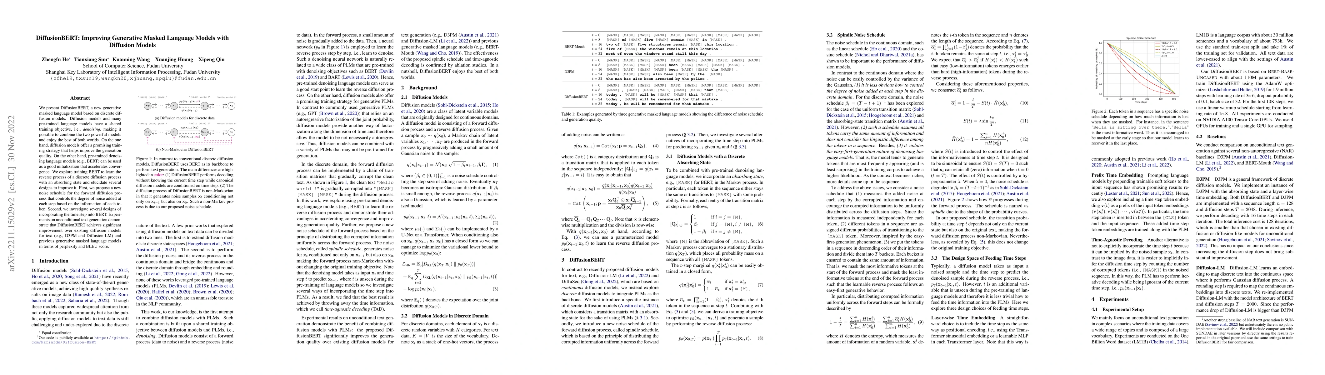 Thumbnail for DiffusionBERT: Improving Generative Masked Language Models with
  Diffusion Models