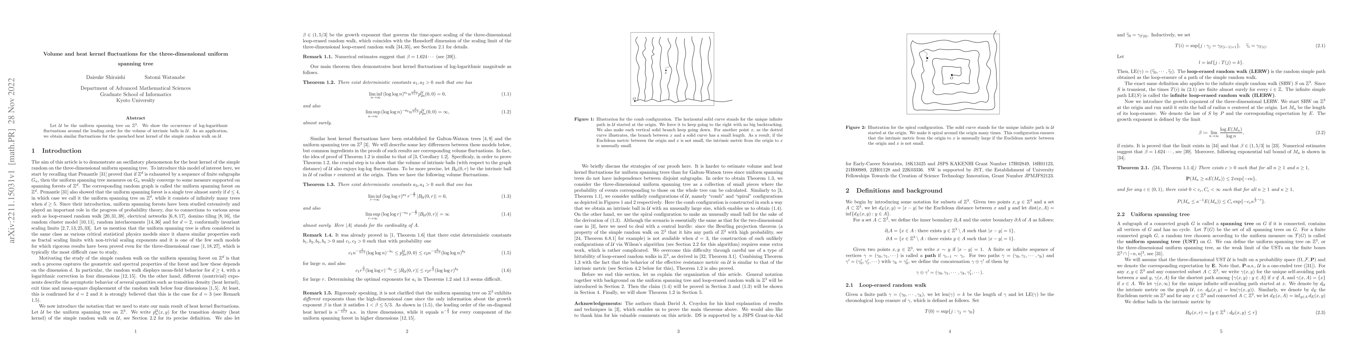 Thumbnail for Volume and heat kernel fluctuations for the three-dimensional uniform
  spanning tree