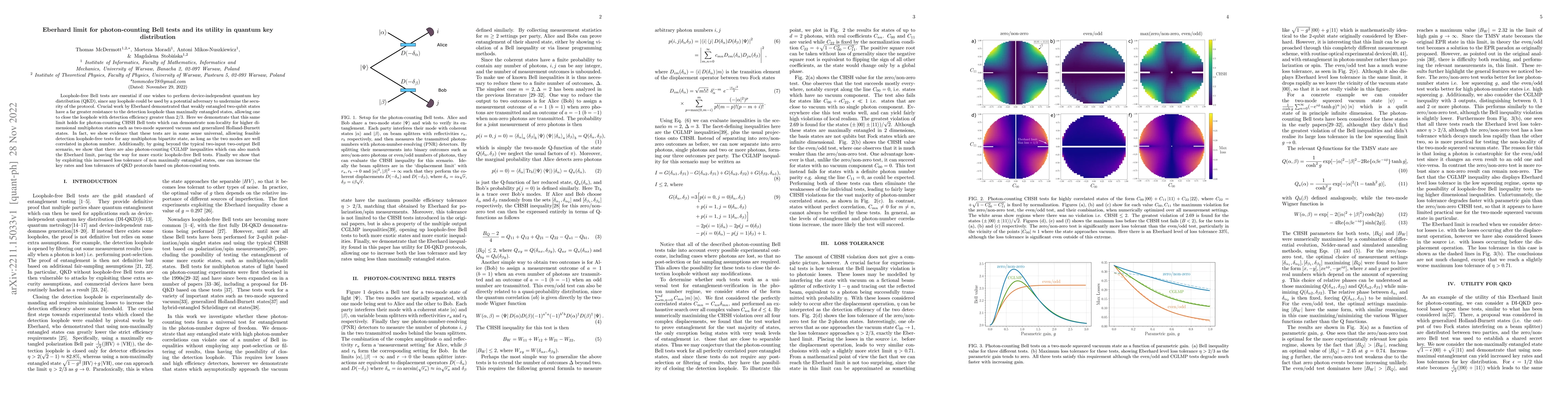 Thumbnail for Eberhard limit for photon-counting Bell tests and its utility in quantum
  key distribution