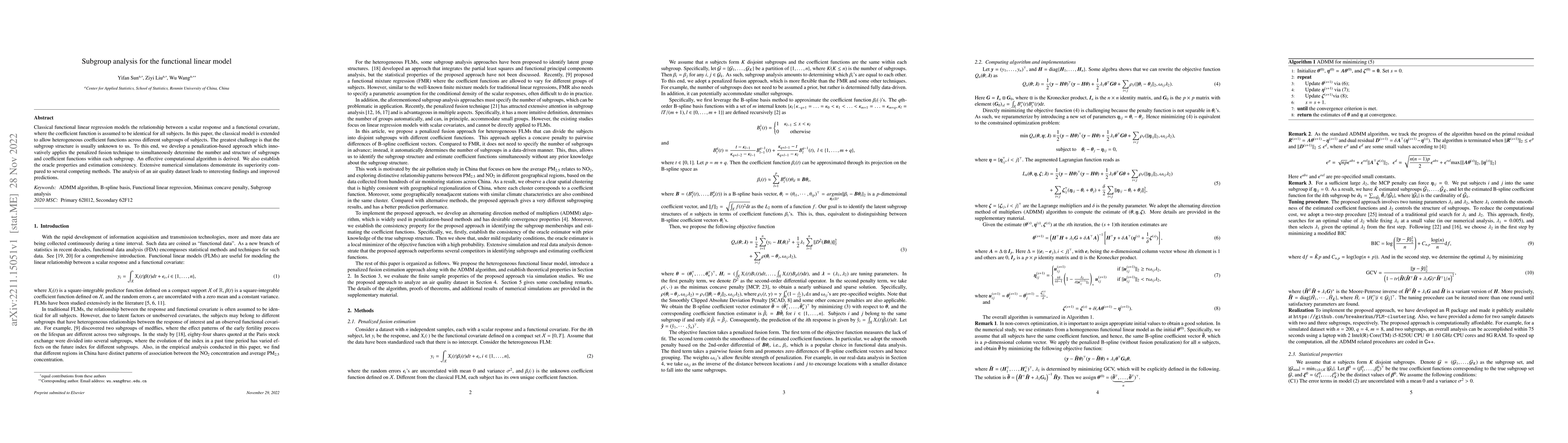 Thumbnail for Subgroup analysis for the functional linear model