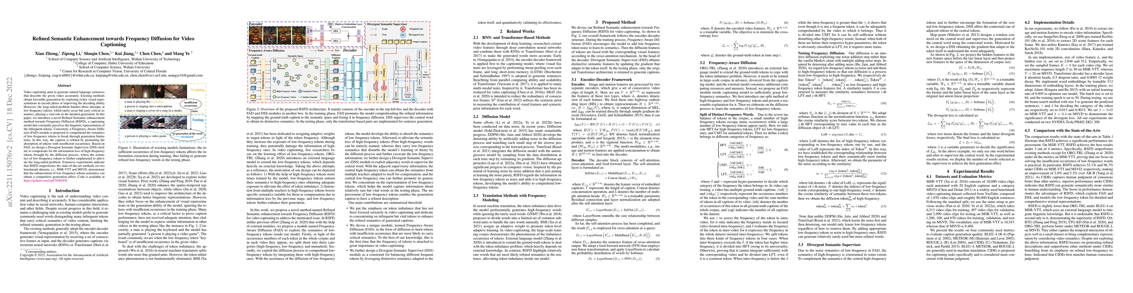 Thumbnail for Refined Semantic Enhancement towards Frequency Diffusion for Video
  Captioning
